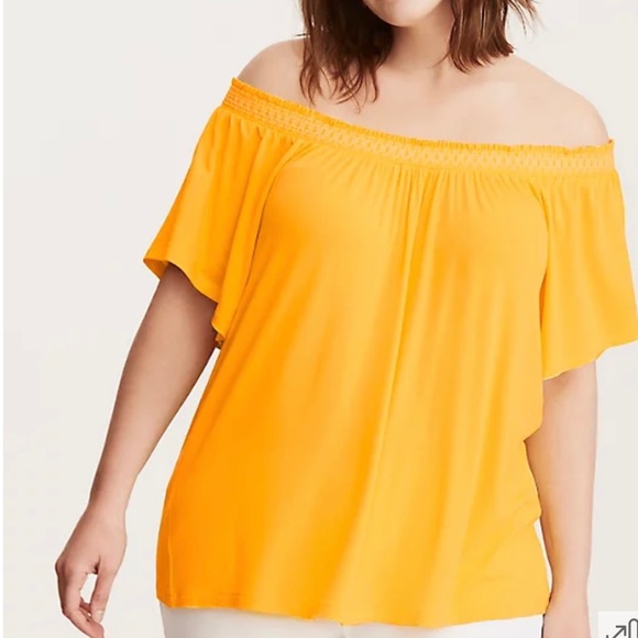 Torrid embroidered smocked off the shoulder top - Picture 2 of 9